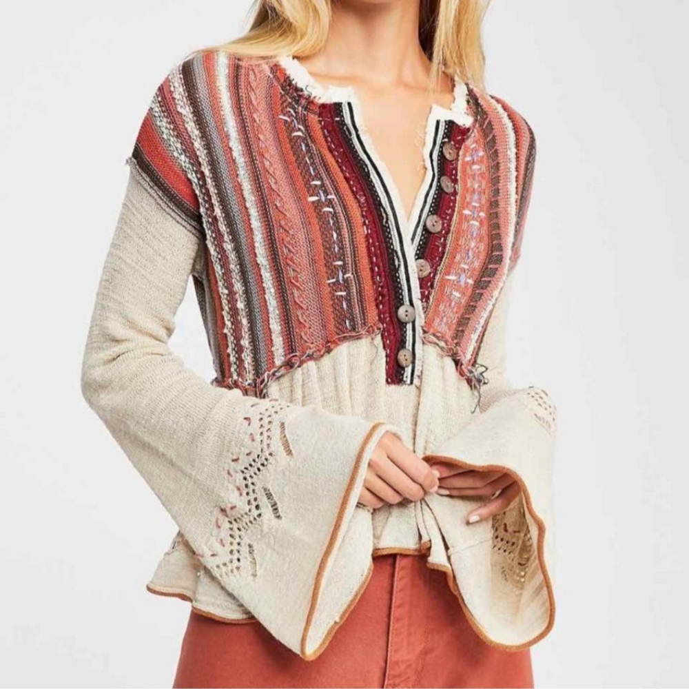 Free People Meadow Lakes Knit Sweater Ivory
